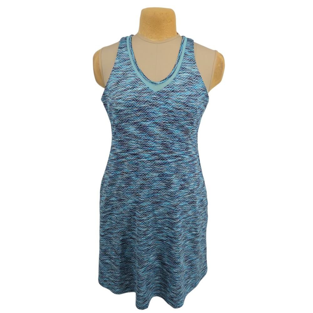 MPG Sport Athletic Dress Women Large Blue Space Dye Racerback Sleeveless Pockets